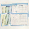 A set of math posters showing number lines and ten frames for numbers 1-120