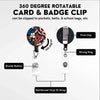 360 degree rotatable card and badge clip with a floral design, featuring a firm clip, strong ring, and reinforced vinyl ID st
