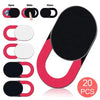 Set of camera privacy sliders in black and red for mobile and laptop devices