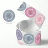 A roll of pastel rose thank you stickers featuring the text Thank You.