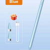 Blauer Präzisions-Tilt-Sensorstift neben einer Geschenkbox und Ladekabel auf weißer Oberfläche.