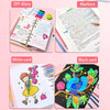 A set of markers, a DIY diary, white card, and black card for writing and decoration.