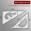 Two pieces of a 20cm triangle ruler suit including a 30 degree straight angle ruler and a 45 degree isosceles triangle ruler
