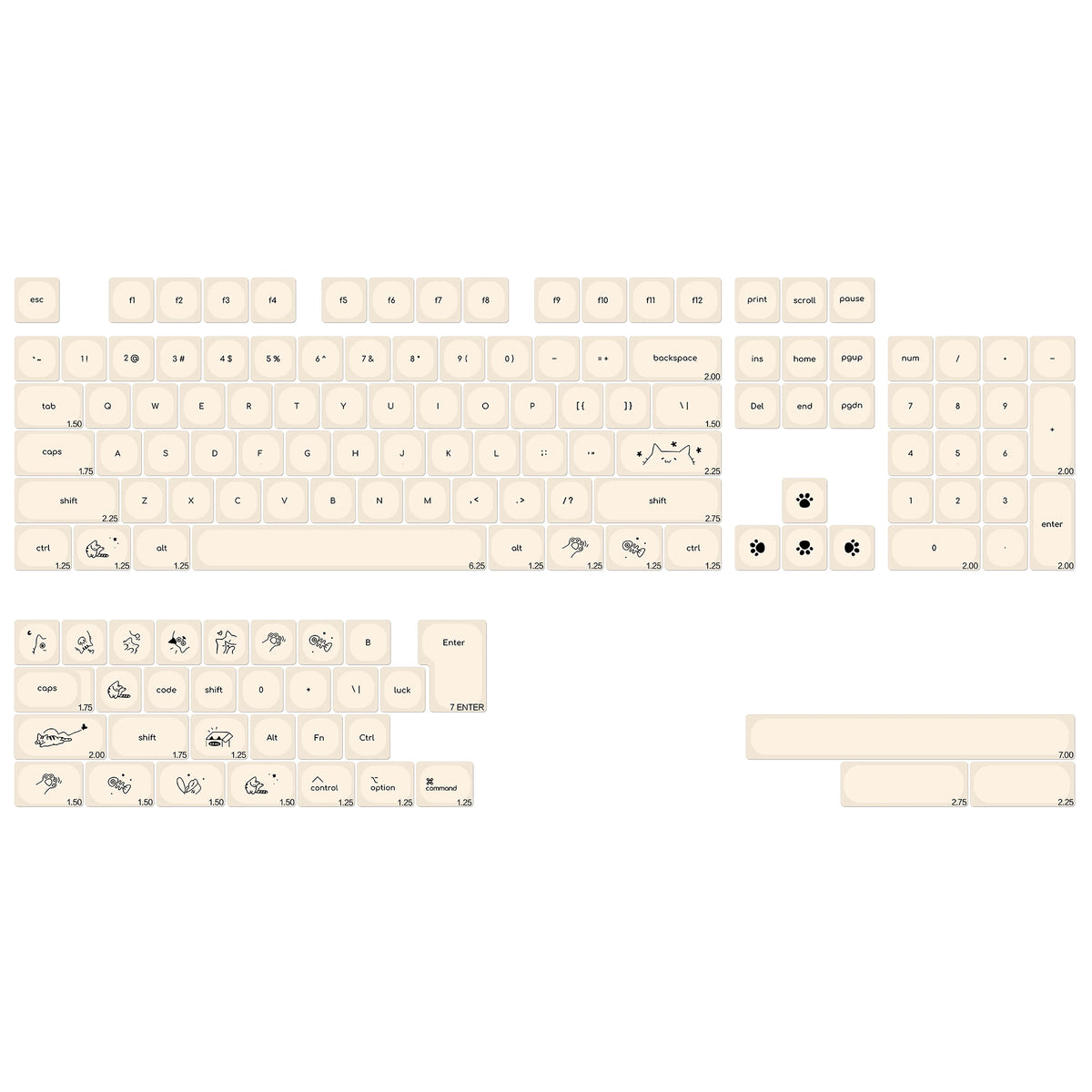 A layout of Magic Bunny PBT keycaps in KOA profile featuring various alphanumeric and function keys.