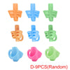 Nine silicone pencil grips in various colors including orange, blue, and green.