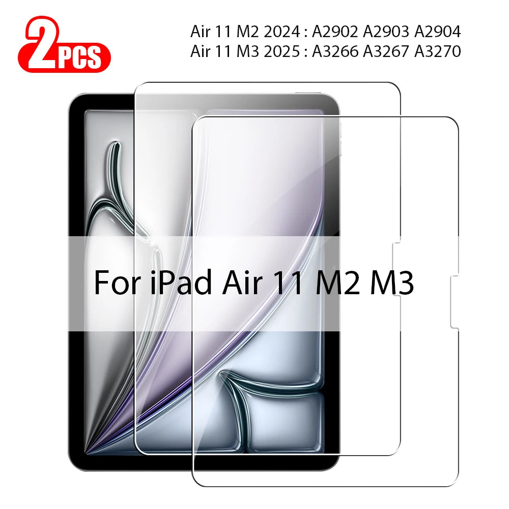 Zwei klare gehärtete Glas-Displayschutzfolien für iPad Air 11 M2/M3 Geräte