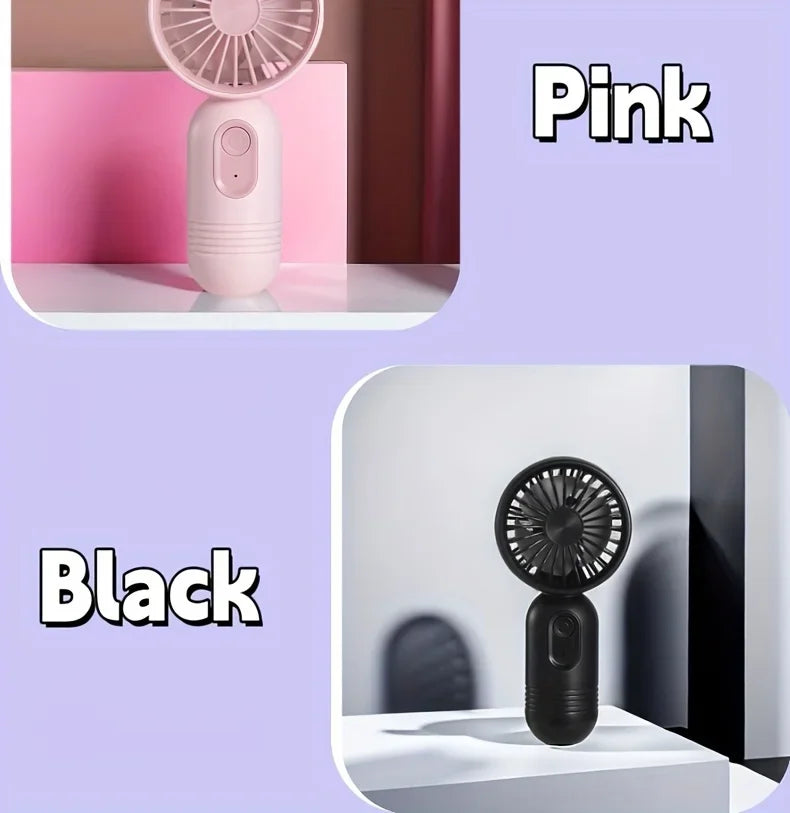 Eine rosa und eine schwarze, tragbare USB-Lade-Mini-Handventilator