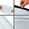 Close-up view of a durable self-adhesive courier mailer bag in light blue, showing its texture and sealing mechanism.