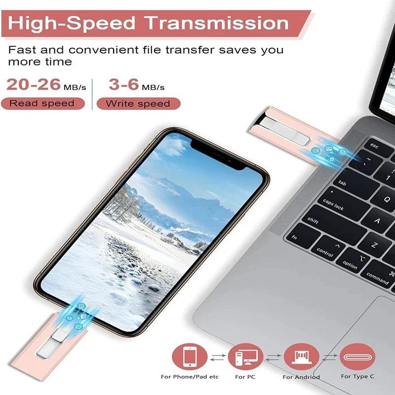 Adaptateur mobile connecte un smartphone à un ordinateur portable pour un transfert de fichiers à haute vitesse.
