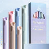 A box of Morandi neutral pen set featuring six pastel colored gel pens in various shades.