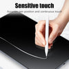 A hand is using a stylus to write on a black tablet screen, demonstrating sensitive touch and accurate pen position.