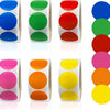 A set of round dot labels in various colors including blue, green, red, pink, orange, and yellow.