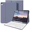 Graues Premium-Leder-Keyboard-Case für ein iPad mit Tablet und passender Schutzhülle
