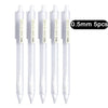 A set of 5 clear plastic mechanical pencil tips, labeled for 0.5mm and 0.7mm pencils.