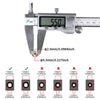 A caliper measuring various thicknesses of metal, including 2.5mm to 5.5mm, in both millimeters and inches.