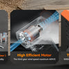 A high-power rechargeable electric air duster showing features like 4H blower lasting, a high-efficient motor, and Type-C fas