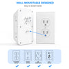 White wall mountable power strip featuring standard, decor, USB, and GFCI outlets.