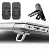A silver keyboard riser stand with a black adjustable clamp and two separate mounting pieces.