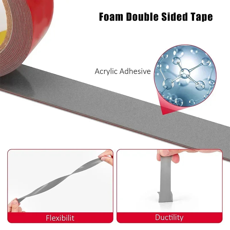 Roll of foam double sided tape showing its flexibility and ductility features