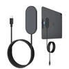 Cargador inalámbrico magnético negro con cable y almohadilla de carga para iPad.