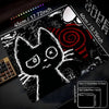 A black cat silhouette design on a mouse pad with a non-slip rubber base.