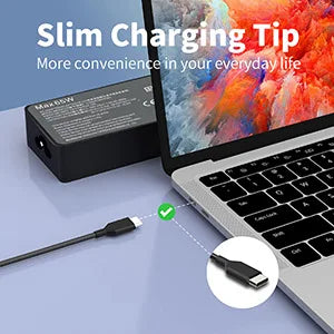 A slim charging tip connects a power adapter to a laptop, demonstrating convenience for daily use.