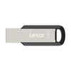 Silver Lexar 64G USB flash drive with black casing.