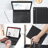 A black Universal Protective Case with a keyboard for an iPad Air is shown alongside its protective covers.