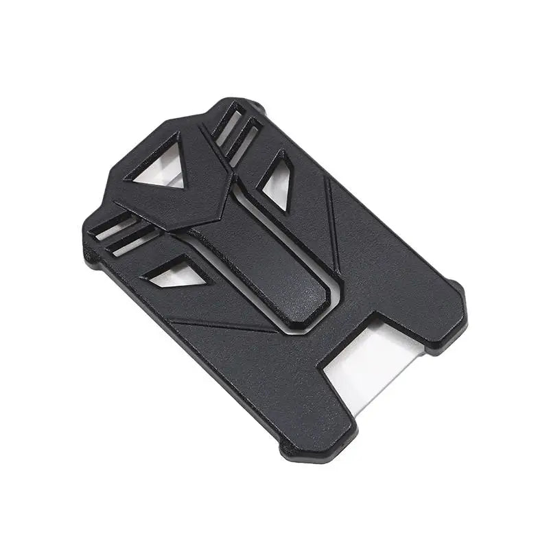 Black tactical ID badge holder keychain with a cutout design