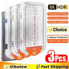 3-pack of 8K HDR tempered glass screen protectors for iPhone models with installation covers
