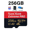Sandian Extreme PRO 256GB memory card with a card adapter and reader