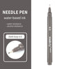 A dark gray needle pen with a black cap and a gold tip, shown vertically.
