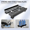 A black strong and stable thick plate product shown with images demonstrating its use for CPU stands and corner protection.