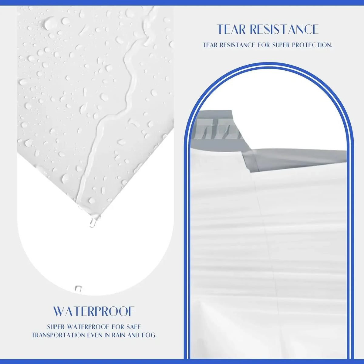 White tear resistance waterproof shipping bag with an arched view showing the material's durability.