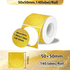 Rollo de etiquetas térmicas autoadhesivas de papel de aluminio dorado brillante de 50x50mm con 140 etiquetas por rollo