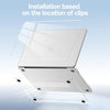 Installation based on the location of clips for a scratch-resistant hard shell case for a MacBook.