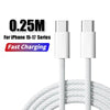 White 40W USB-C fast charging cable for iPhone devices
