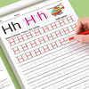 A learning workbook page showing tracing practice for the letter H and numbers 1 through 3, with a helicopter illustration.