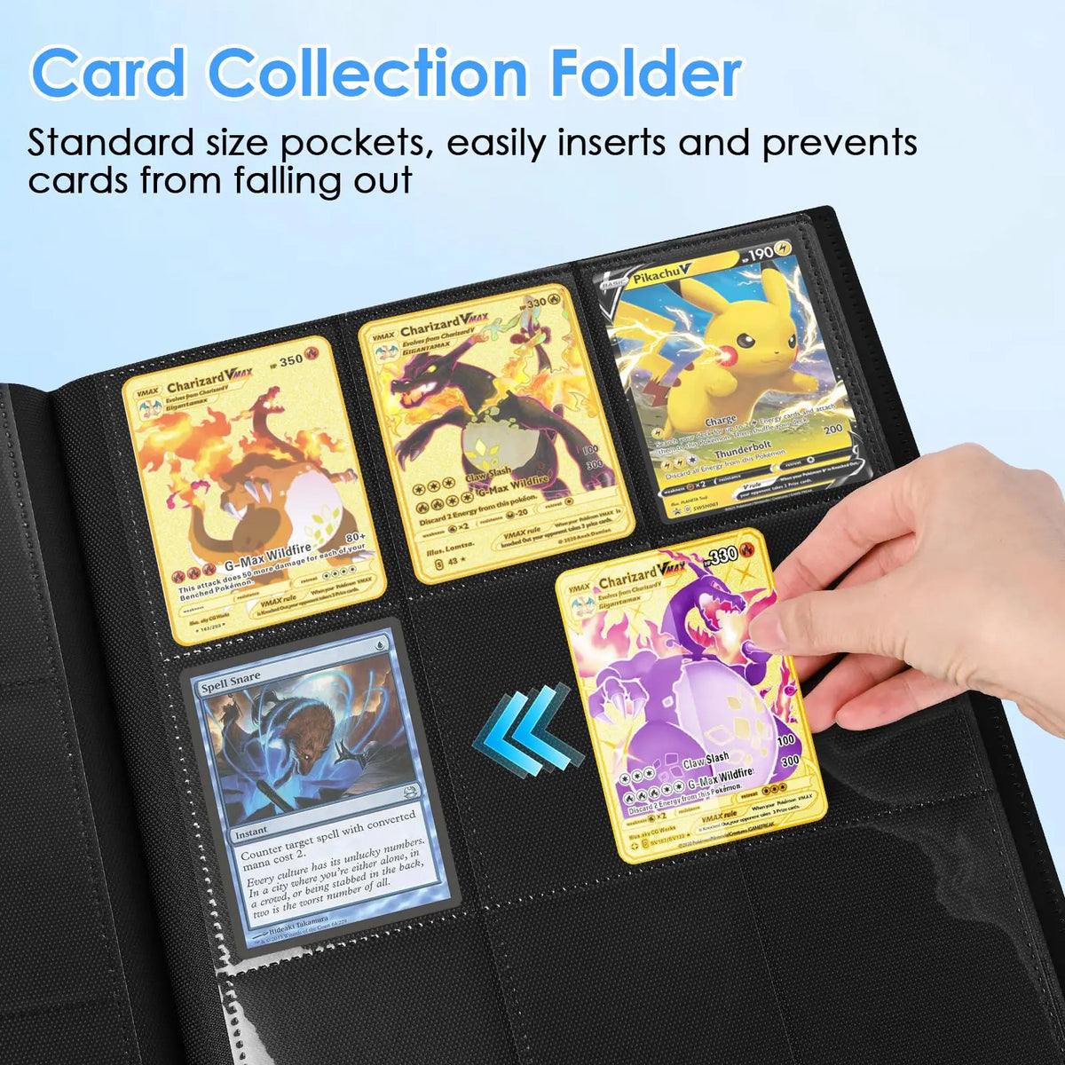 Carpeta de tarjetas coleccionables con bolsillos estándar para cartas de coleccionista.