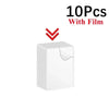 Ten clear protective card sleeves with anti-scratch film stacked together