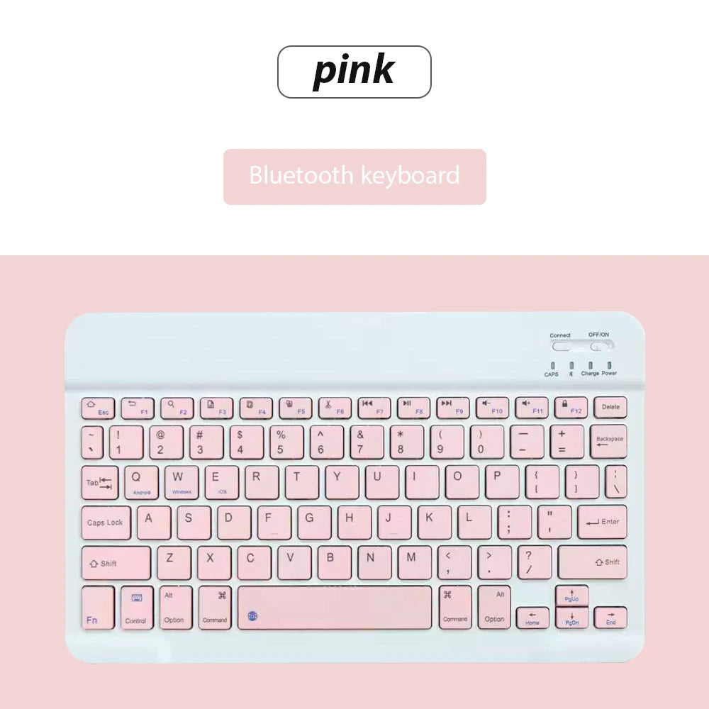 Rosa Bluetooth-Tastatur mit weißem Hintergrund