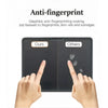 Hands touch a matte screen protector showing fingerprint resistance on two sides labeled Ours and Others.