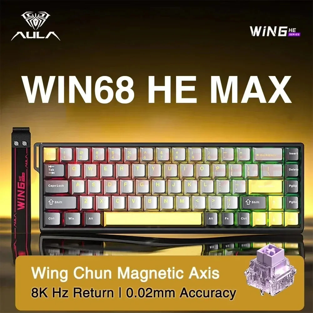WIN68 HE MAX wired compact gaming keyboard with magnetic axis switches and RGB backlighting
