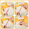 Installation steps showing how to assemble a rotating gradient acrylic beaded pen set.