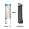 A set of five metal ballpoint pen refills and one protective bag for the premium pen.