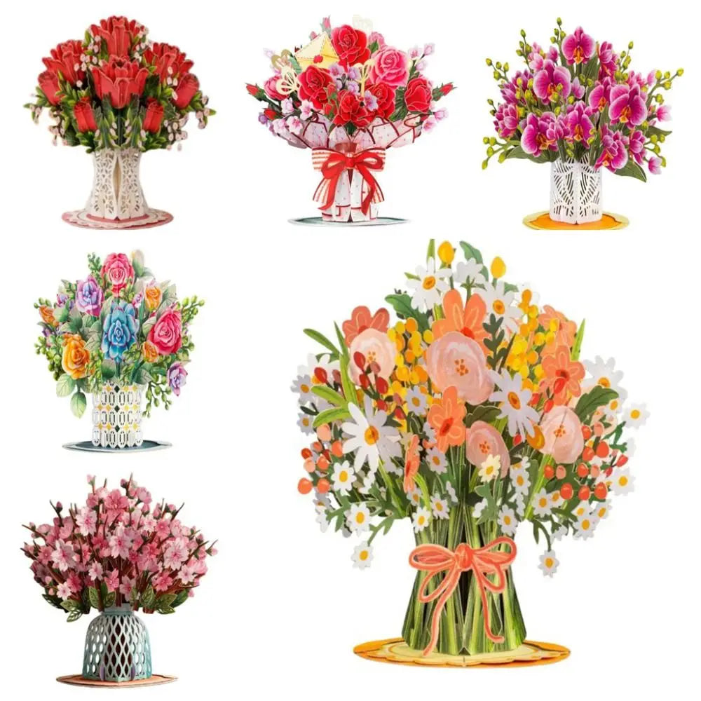 A collection of various floral bouquets featuring roses, peonies, and other flowers in shades of red, pink, orange, and white