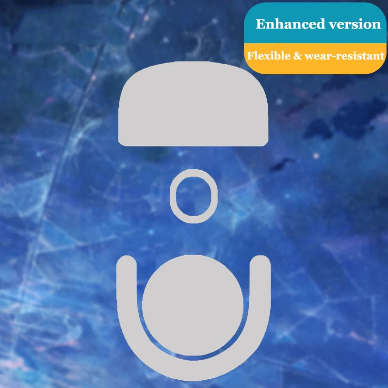 Icon of a mouse skate with an enhanced version label indicating flexible and wear-resistant features.