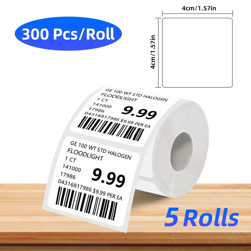 Spule der GE 100 WT STD Halogen-Floodlight-Thermolabels mit Barcode und Mengenangaben