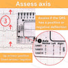 An ECG ruler card showing how to assess the axis using positive or negative deflections for Lead I, II, and III.