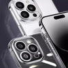 A close-up of a clear silicone phone case fitting perfectly onto an iPhone, demonstrating a shockproof cover.